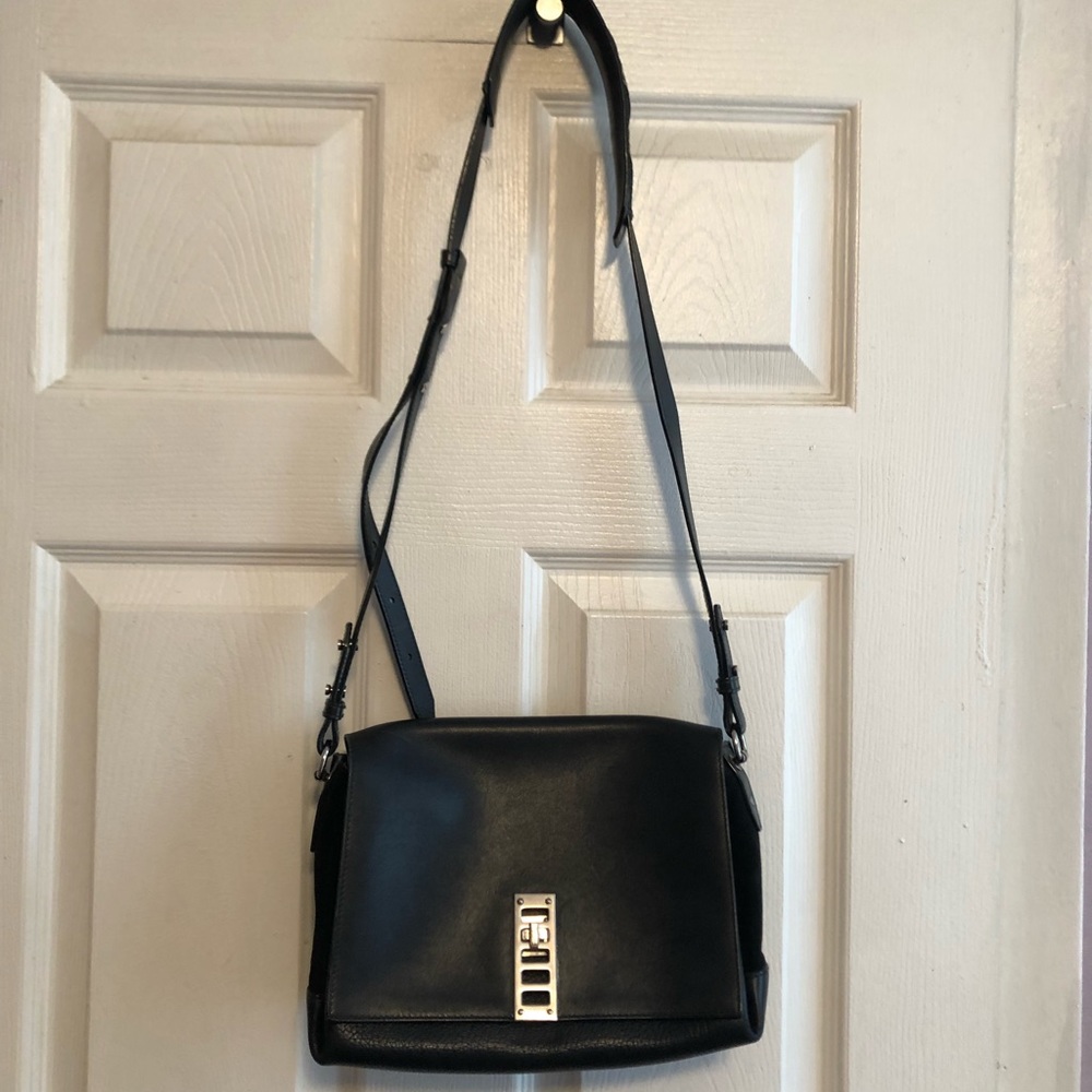 $1650 Proenza Schouler Black Leather Elliot Shoulder Crossbody Messenger Bag - Picture 4 of 13